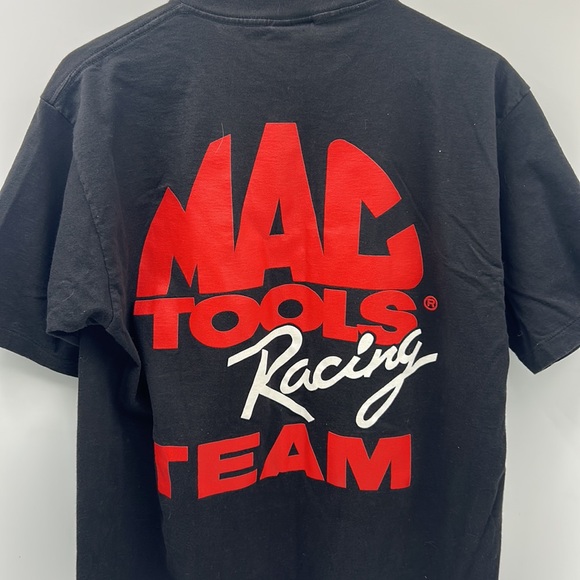 VINTAGE MAC TOOLS 90s ERNIE IRVAN MENS STREET WEAR T-SHIRT BLACK ALLOVER PRINT - Picture 5 of 11